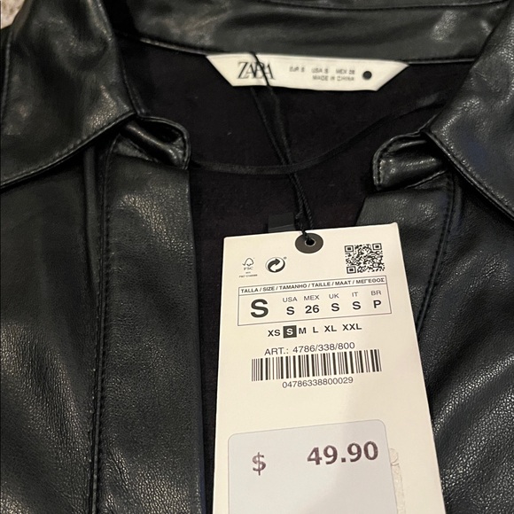 Zara Glossy Black Leather Top - Picture 3 of 5